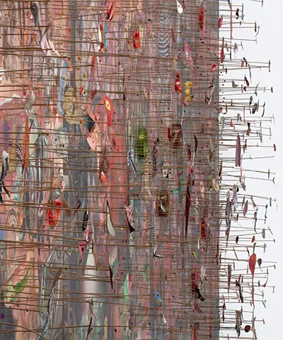 photo of art work showing surface detail of various materials