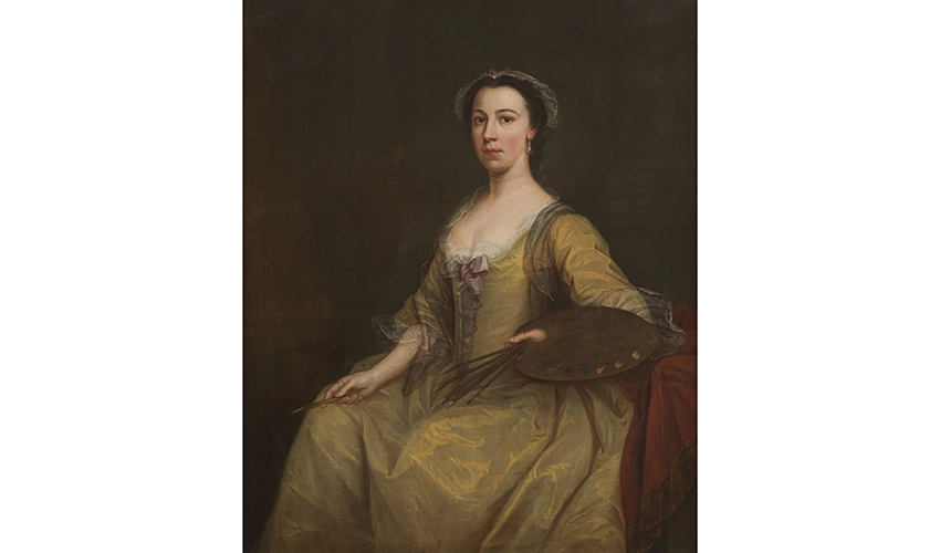 oil on canvas of a portrait of the artist staring at the viewer