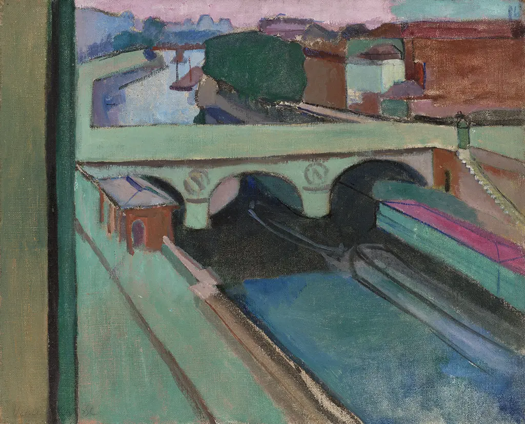 oil painting of a city canal