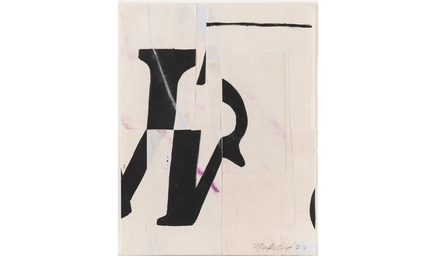 abstract collage featuring fragments of typographic marks