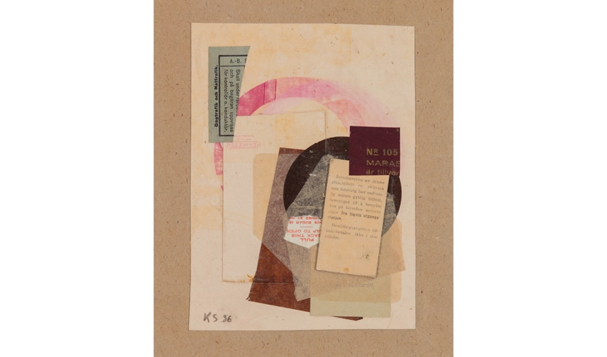 abstract collage of various shapes, colors, and sizes of paper in a vertical orientation