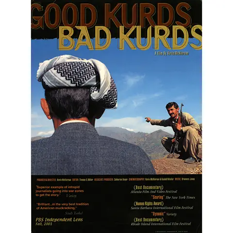 movie poster featuring the title over a photo of two people outside featuring back of someone's head in the foreground and a man with a gun in the background