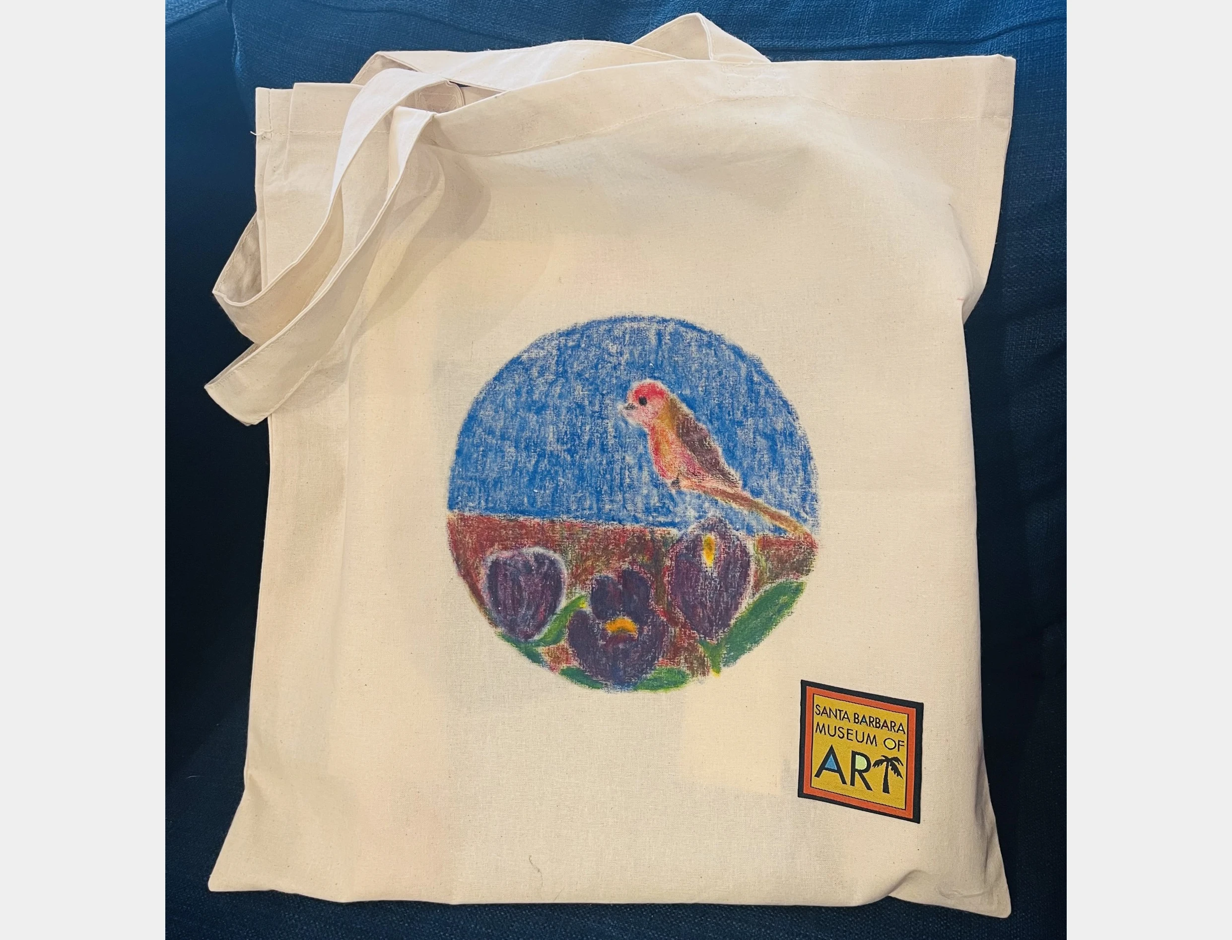 photo of light colored canvas tote with illustration on it as an example of a craft