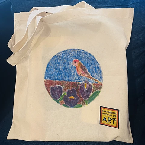 photo of light colored canvas tote with illustration on it as an example of a craft