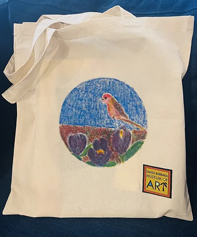 photo of light colored canvas tote with illustration on it as an example of a craft