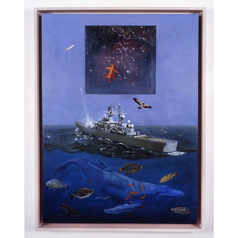 A surreal painting of the ocean by Tom Wudl