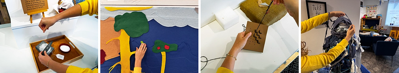 composition of four images side by side showing various art activities