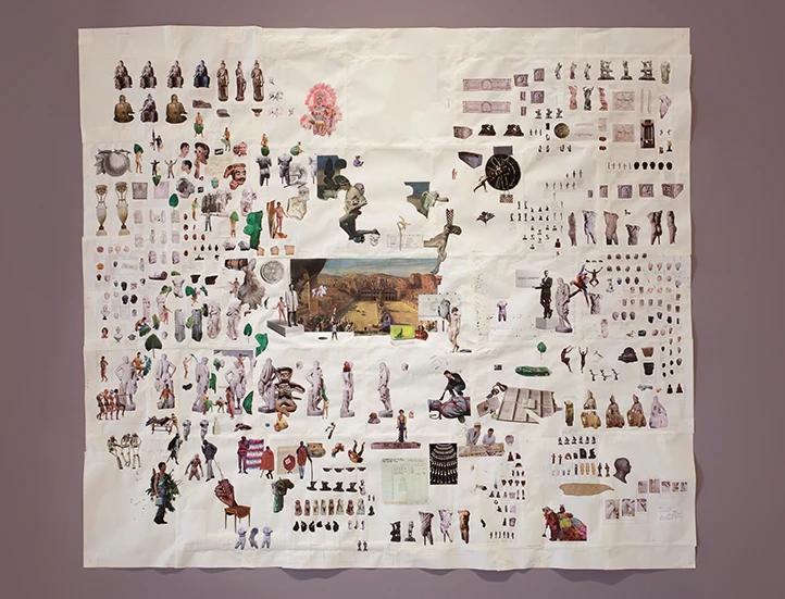 photo of collage based artwork featuring classical Greek imagery