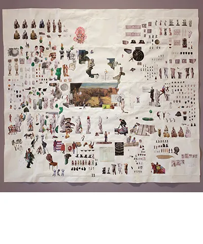 photo of collage based artwork featuring classical Greek imagery