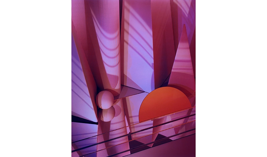 abstract photo in vertical orientation featuring shapes in various hues of red