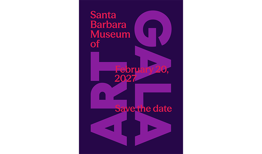 santa barbara museum of art gala february 20, 2027 save the date graphic