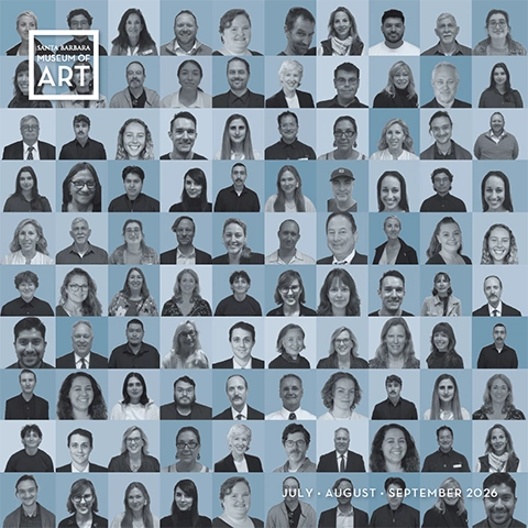 sbma newsletter cover for summer 2026 featuring a grid of staff headshots against a variety of blue hued backgrounds