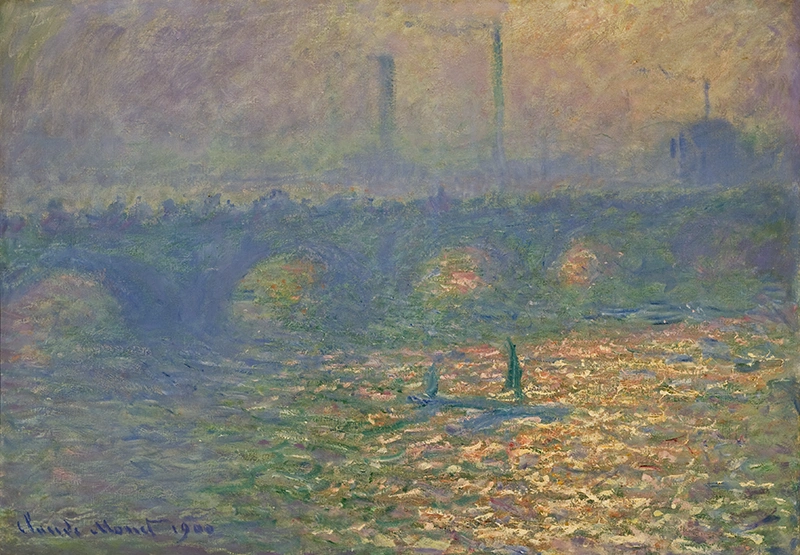 impressionist painting of waterloo bridge with dappled light