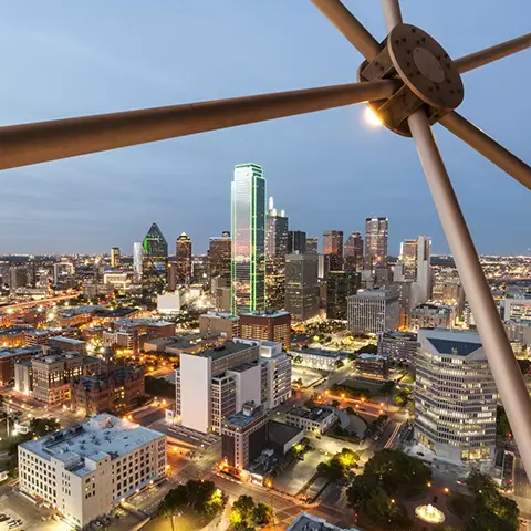 photo of Dallas skyline from above