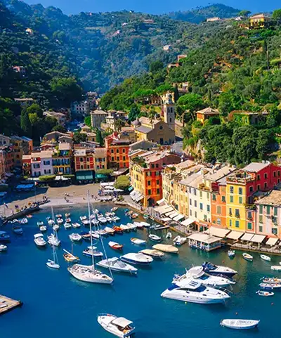 photo of colorful Portofino harbor filled with boats