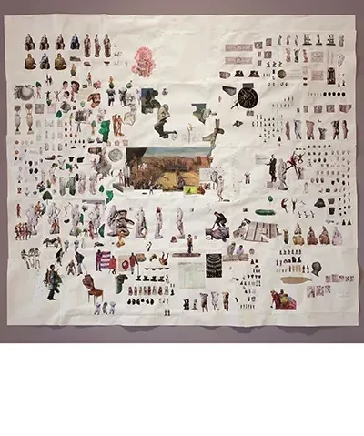 photo of collage based artwork featuring classical Greek imagery