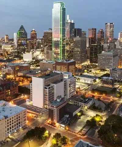 photo of Dallas skyline from above