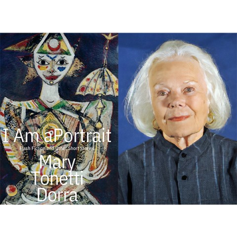 collage of two images, including a book cover on the left and a photo of its author, an older silver haired person on a blue backdrop, on the right