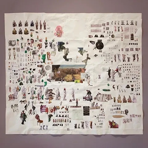 photo of collage based artwork featuring classical Greek imagery