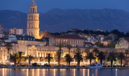 Split waterfront in the evening with the Palace of Diocletian