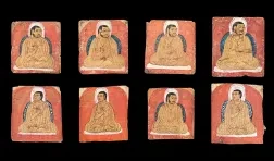 selection of color and gold on paper Tsakli cards 
