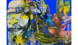 abstract work with blue and yellow color fields