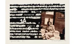 print of semi redacted text next to an image of a person on the right