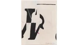 abstract collage featuring fragments of typographic marks