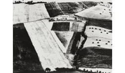 high contrast black and white image of fields