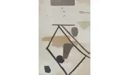 abstract composition of lines and various shapes in muted tones