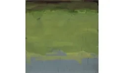 abstract painting with horizontal color fields dominated by a large green area
