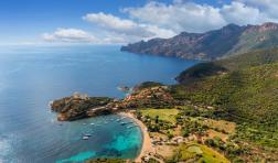 Girolata bay in Scandola natural reserve , Corsica, France