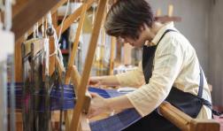 Japanese woman weaving