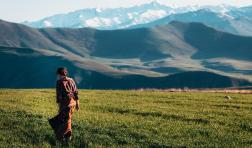 Woman in field, Armenia 